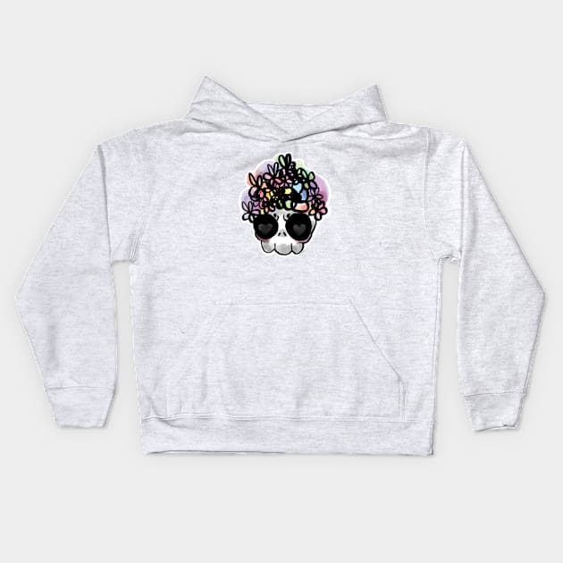 Flower Crown Skull Kids Hoodie by hannahmazing